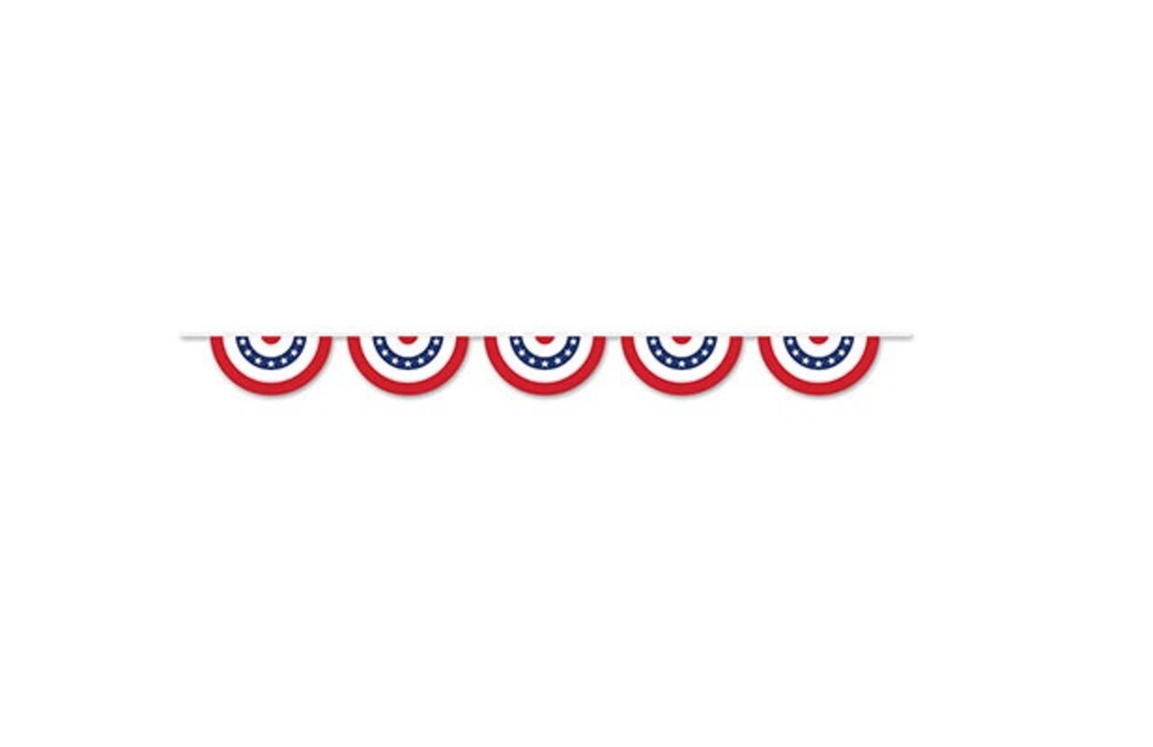 Beistle Pack of 6 Red, White and Blue Patriotic Bunting Banner Hanging Decorations 144"